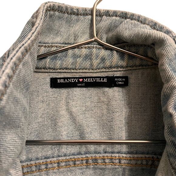 Brandy Melville Womens Light Blue Distressed Jean Jacket, 100% cotton, S - Picture 5 of 6